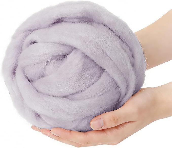 Wool Roving for Needle Feltingl, 3.4oz Felting Wool Light Gray, Beginner Needle by %22VNAKER%22+Flagship