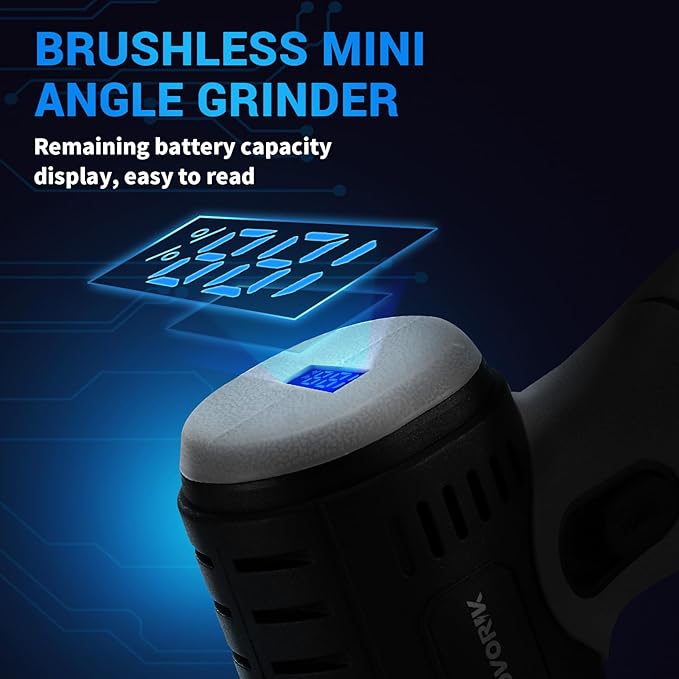Brushless Angle Grinder Tool, Cordless Mini Angle Grinder Brushed with 2pcs 16.8V 2000mAh Battery 5-Cutting Discs, Power Angle Grinder for Wood Metal Stone Concrete