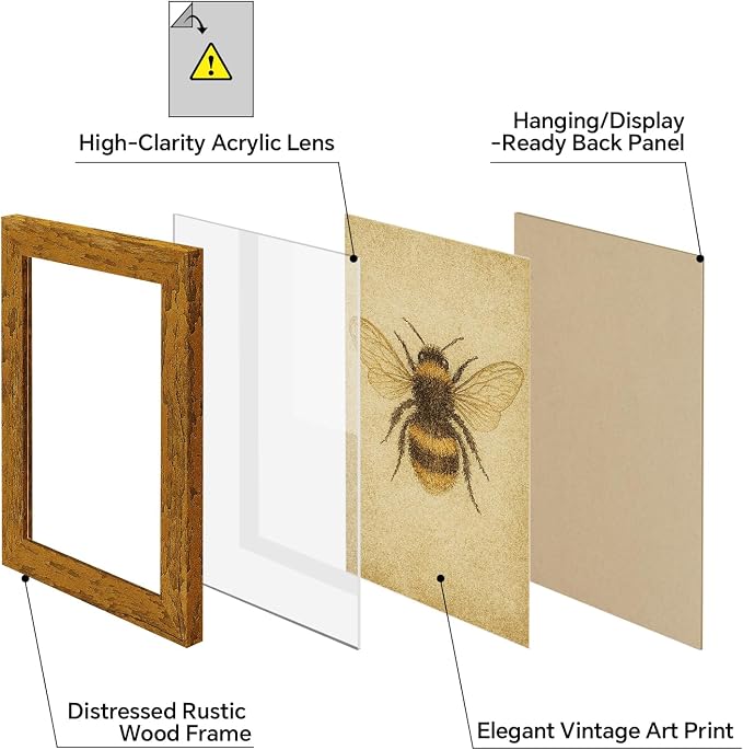 puthiac 8x10 Rustic Farmhouse Picture Frame, Honey Oak, 1 Pack | Distressed MDF - Image 3