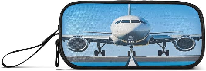 White Airplane Aircraft Pencil Case Box Boys Girls Large Pencil Pouch Zipper - Image 6