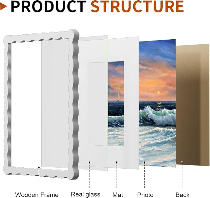 8X10 Wavy Picture Frame With Mat - Image 4