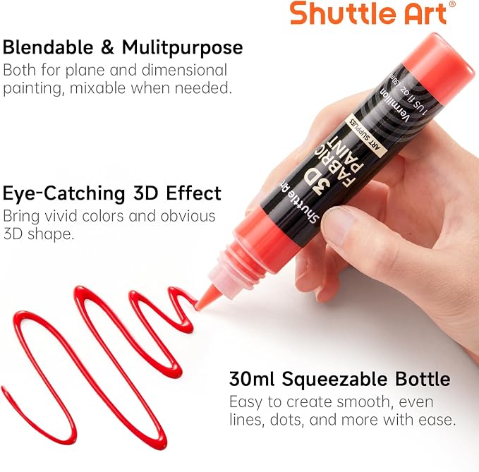 66 Colors Fabric Paint, Shuttle Art 3D Fabric Paint - Image 3