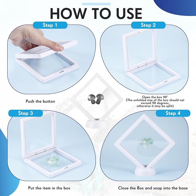 60 Pcs 3D Floating Display Case PE Film Jewelry Storage Box Coins Display Frame - Image 2