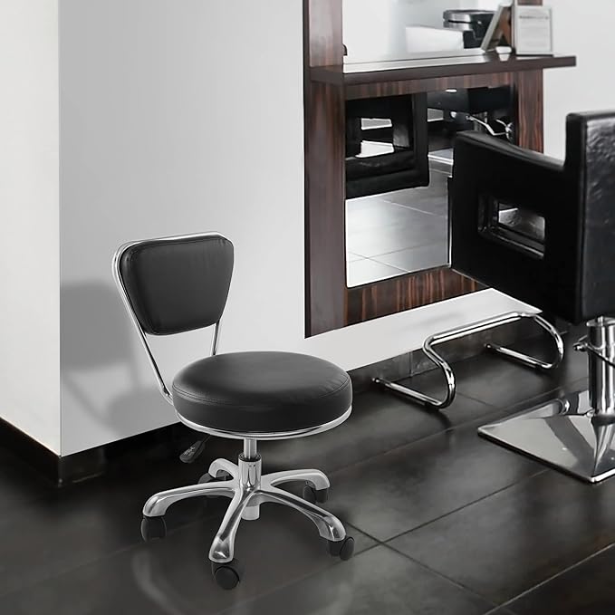 Saloniture Rolling Hydraulic Salon Stool with Backrest- Adjustable Swivel Chair for Spa, Shop, Salon, Massage, Medical, Work or Office