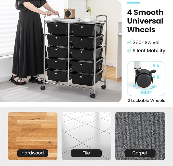 BECOMFORT 10-Drawer Rolling Cart - Image 5