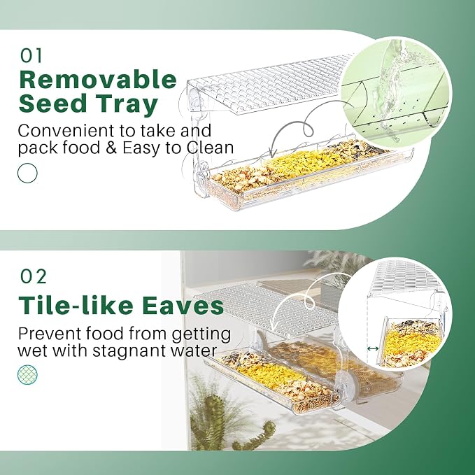 SUNALLY Window Bird Feeder for Outdoors, Transparent Birds House Outside Wild - Image 4