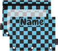 Custom Black Blue Checkered Pattern Pencil Pouch by BOENLE-WELCOMEYOURCOMING