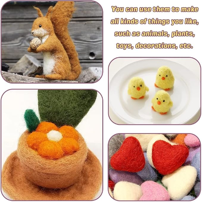 Wonvoc Needle Felting Wool 2.82oz/80 g, 8 Colors Nature Wool Roving Yarn - Image 6