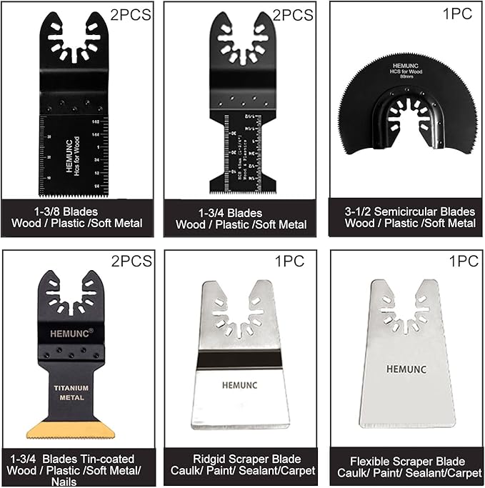 118PC Oscillating Tool Blades, Oscillating Multitool Saw Blades Accessories Kit