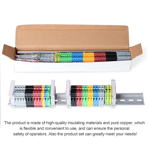 Terminal Block Kit, Rail Combined Terminal Block, Rail Type Voltage Terminal Accessories (Red & Yellow & Blue & Black & Green & Grey)
