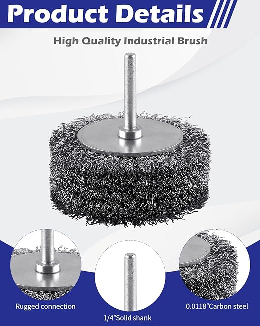 Rocaris 4 Pack Wire Brush for Drill Set,3 Inch Wire Wheel for Drill Attachments,Heavy Duty Wire Wheel Removal Paint Rust & Corrosion, 0.0118" Carbon Steel Wire, 1/4in Shank, 20000RPM