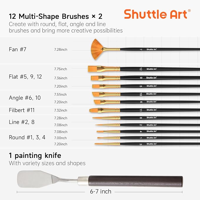 Shuttle Art 100 Colors Acrylic Paint, 2oz/60ml Bottles, Include 2 Sets of 12 - Image 9