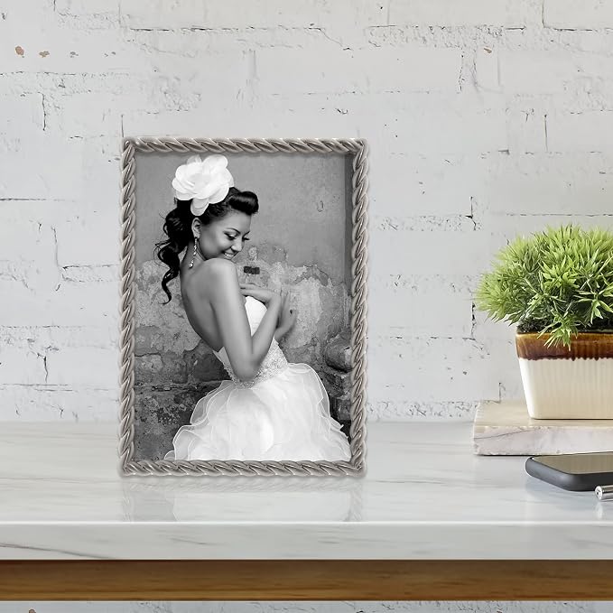 Lawrence Frames Metal Frame, Rope Design, Brushed Nickel - Image 3