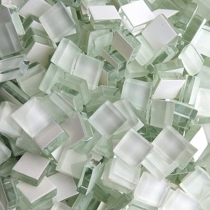 White Crystal Mosaic Tiles Squares Stained Glass by Ricytnig