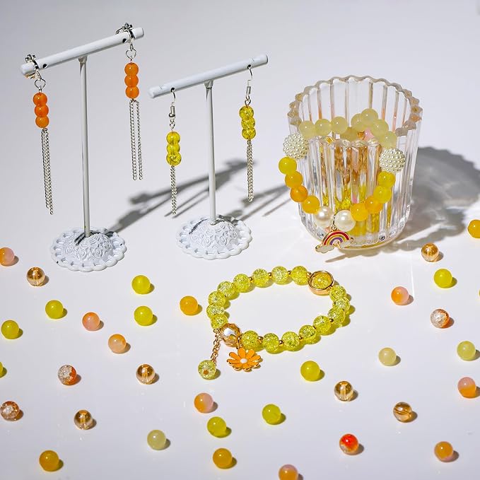XSEINO About 1200PCS 6mm Glass Beads Bracelet Making Kit, 24 Assorted Warm - Image 3