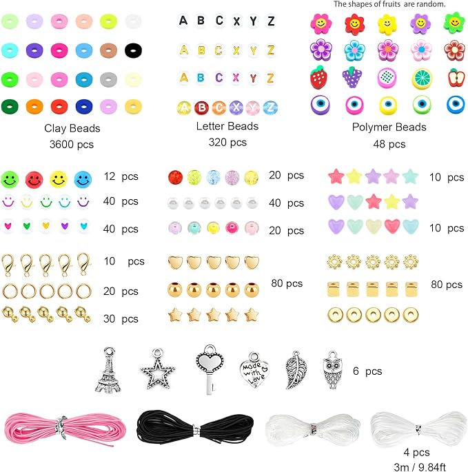Dowsabel Clay Beads 7500 Pcs Friendship Bracelet Making Kit, 2 Boxes 24 Colors - Image 5