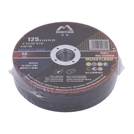 Merryland Cut Off Wheel 5 inch for Angle Grinder, Metal Cutting Wheel 5 X .045 X 7/8 Ultra Thin 25 Pack, Iron Stainless Steel Cutting Disc, Craft-Line C13081042