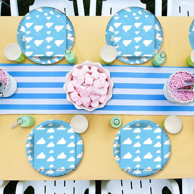 40Pcs Blue Sky White Clouds Birthday Party Decorations Cartoon Story Tableware - Image 5