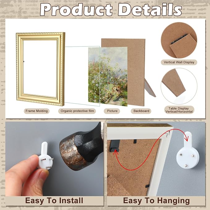 Qunclay 10 Pack Vintage Picture Frames - Image 3