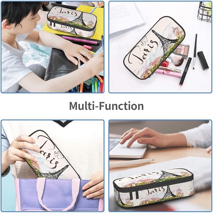 Paris Romantic Eiffel Tower Pencil Case Organizer Big Capacity Pencil Pouch - Image 7