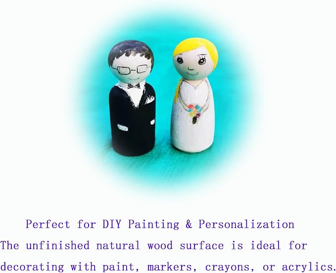 100 PCS 1.38inshes Unfinished Natural Wooden Peg Dolls, Little Wooden peg People - Image 5