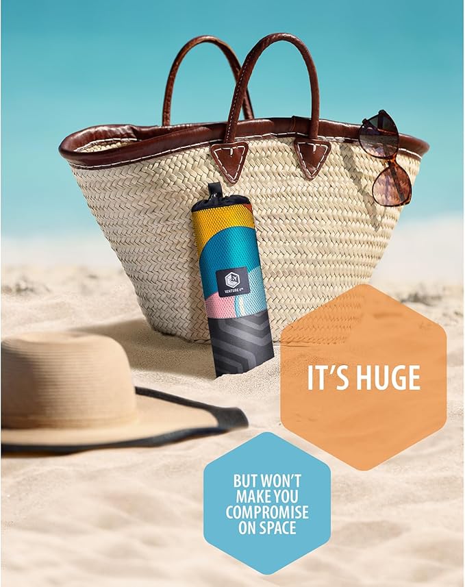 VENTURE 4TH Microfiber Beach Towel: Quick-Dry, Compact, Sand-Free, Absorbent, Sandproof and Lightweight - Perfect for Camping, Beach, and Roadtrips (Sky's The Limit Design | 35x78 inches)