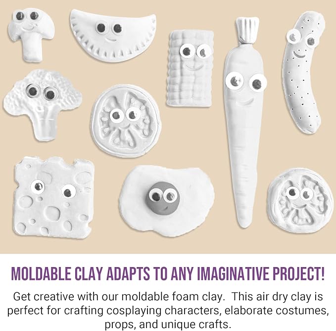 CALPALMY Air Dry Foam Clay, 360g White Moldable Soft Clay - Image 4