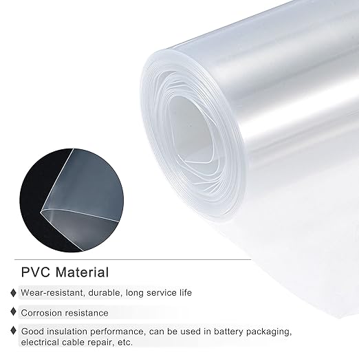 MECCANIXITY Battery Wrap PVC Heat Shrink Tubing 32mm Dia 50mm Flat 10 Feet(3meters) Clear Good Insulation for Battery Pack