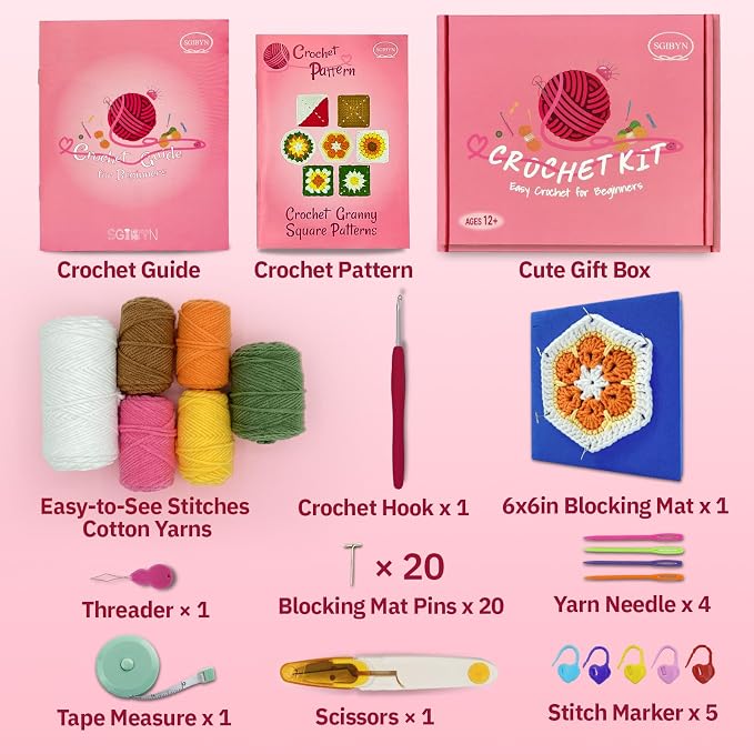SGIBYN Granny Squares Crochet Kit - Image 3