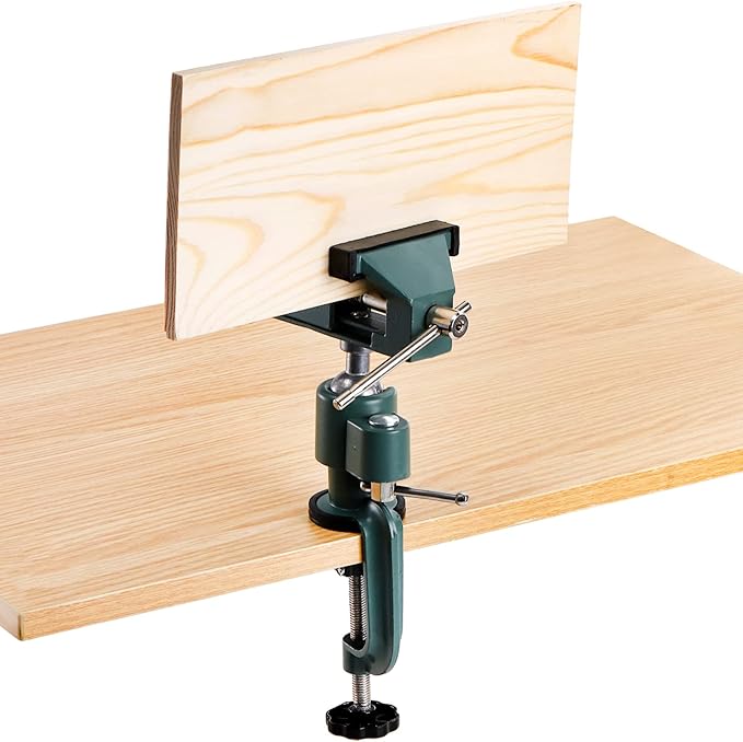 Fasmov Swivel 3" Universal Table Vise Tilts Rotate 360° Universal Work, Table Vice Portable for Workbench, Home, Drilling, Woodworking, and More, Green