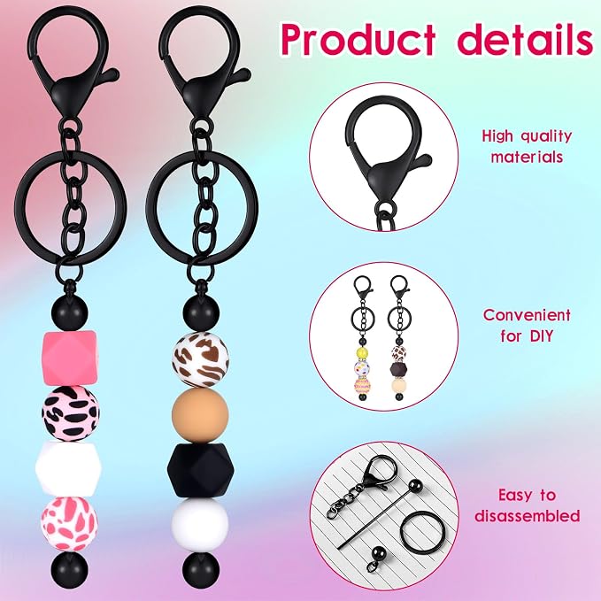Sasylvia 60 Pcs Beadable Keychain Bars Bulk Making Kit 20 Beaded Keychain 20 - Image 3
