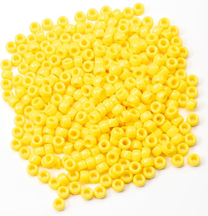 Gxueshan 1000 Pcs Acrylic Yellow Pony Beads 6x9mm Bulk - Image 2