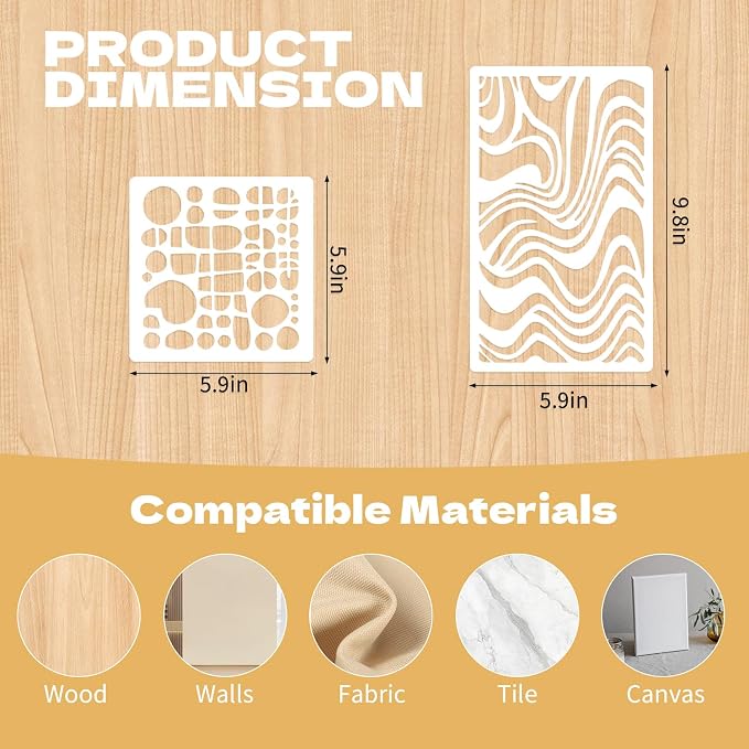 20 Pcs Stencils for Painting Mixed Size Abstract Texture Stencils Geometric - Image 2