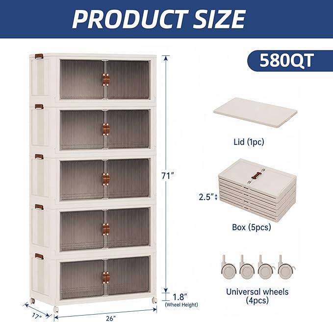 SAILUN 145Gal/580Qt Stackable Storage Bins Folding Collapsible Storage Bins - Image 6
