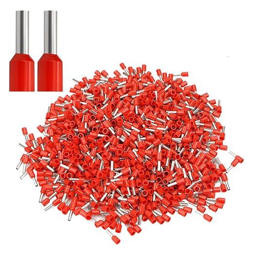 XHF 1000 PCS AWG 14/2.5mm² Wire Ferrules Insulated Copper Crimp Connectors, Crimp Pin Cord End Terminals Red