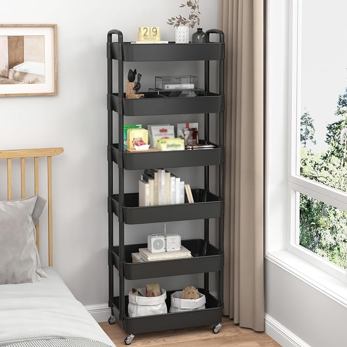Sywhitta 6-Tier Plastic Rolling Utility Cart - Image 6