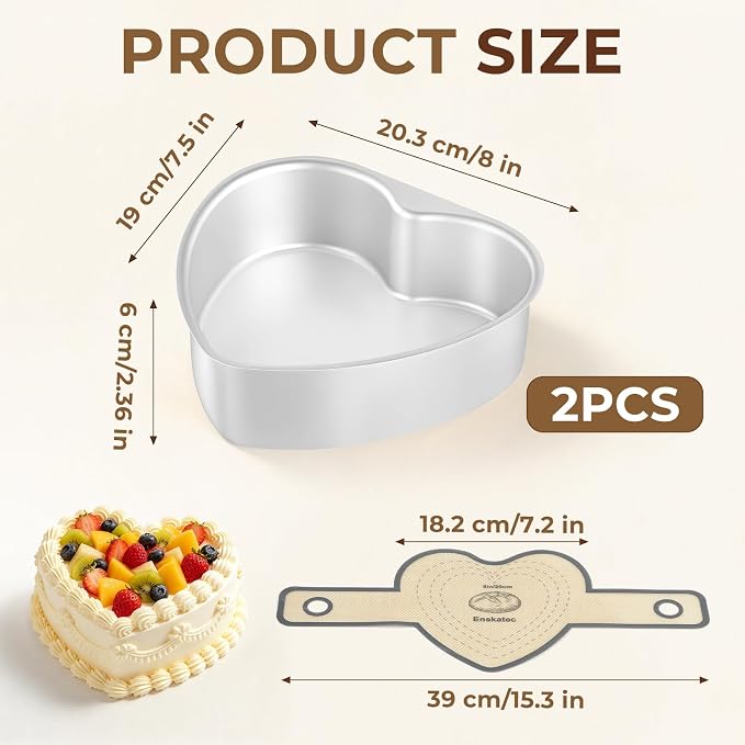 8 Inch Heart Shaped Cake Pan Set - Image 2