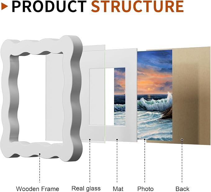 4x4 Wavy Picture Frame With Mat - Image 4