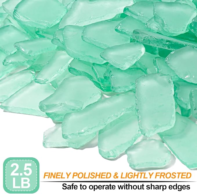Keedolla Tumbled Sea Glass for Crafts - 40 OZ Flat Frosted Seaglass Pieces for - Image 2