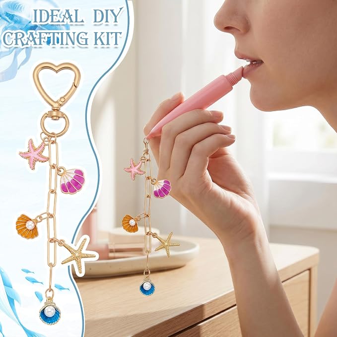VioraWhite 457 Pcs Ocean Charms Lip Gloss Keychain Making Kit, DIY Craft - Image 6