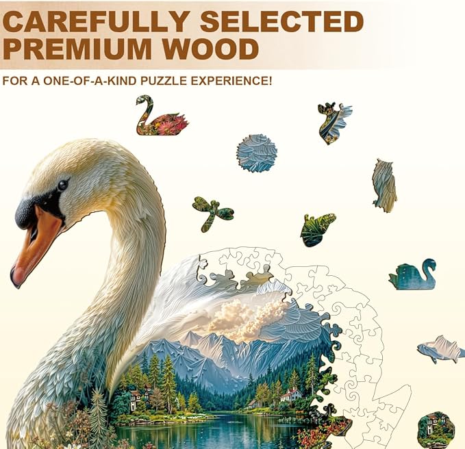 Swan Dream Puzzles Adults Gifts Wooden 165 Pieces 11.4 * 10.7in - Image 3
