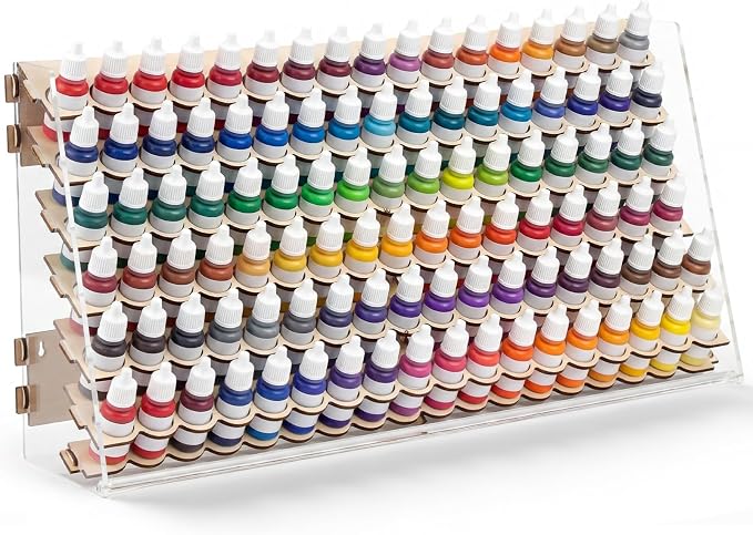 Colingmill Wooden Paint Organizer Storage Rack, 108 Holes Miniature Model Paint by Colingmill