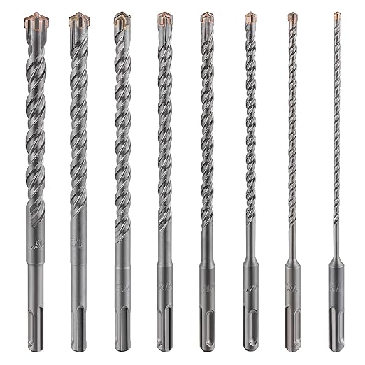 Concrete Drill Bit lengthening 1pcs 9/16" X 12"-10" Cross-Type Double Thread Carbide Material Suitable for Concrete, Brick, Cement Walls, Stone, Extra Long Hammer Drill Bits for Concrete