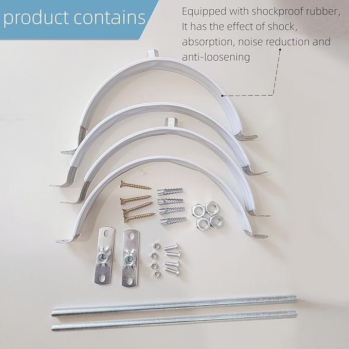 2 Sets 10 Inch Adjustable Pipe Bracket，Heavy Duty Galvanized Iron Stove Pipe Hanger Strap，Wall Support Chimney Pipe Holder，Round Split Ring Vent Conduit Carrier Kit，with All Mounting Screws