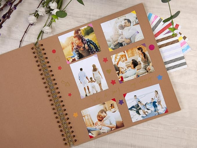 potricher 12 x 12 Inch Large DIY Scrapbook Photo Album 80 Pages Thick Kraft - Image 3