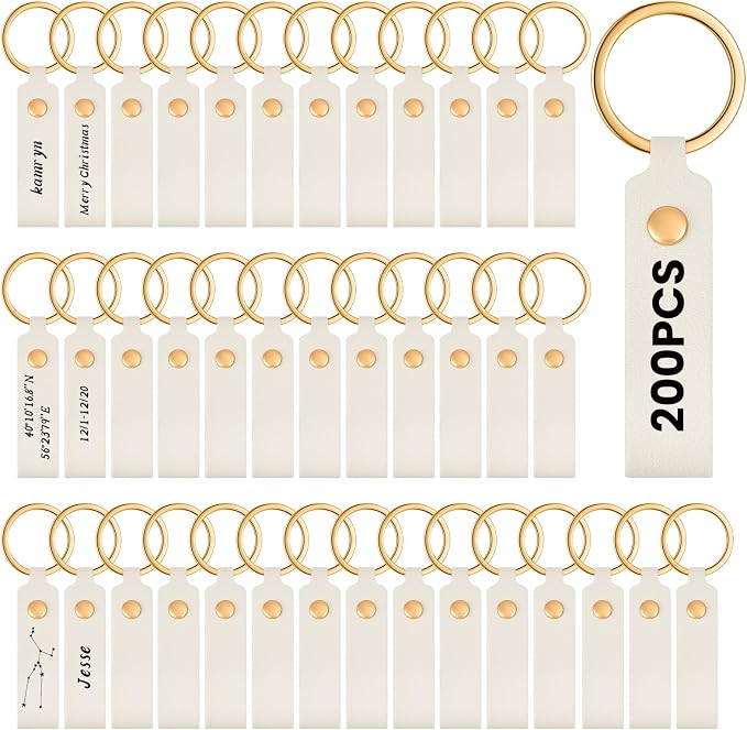 Wavyknot 100 Pcs PU Leather Keychain Blanks Bulk Laser Engraving Blanks by Wavyknot
