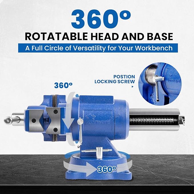Forward HY-DT100-4IN Heavy Duty Bench Vise 360-Degree Swivel Base and Head with Anvil (4")