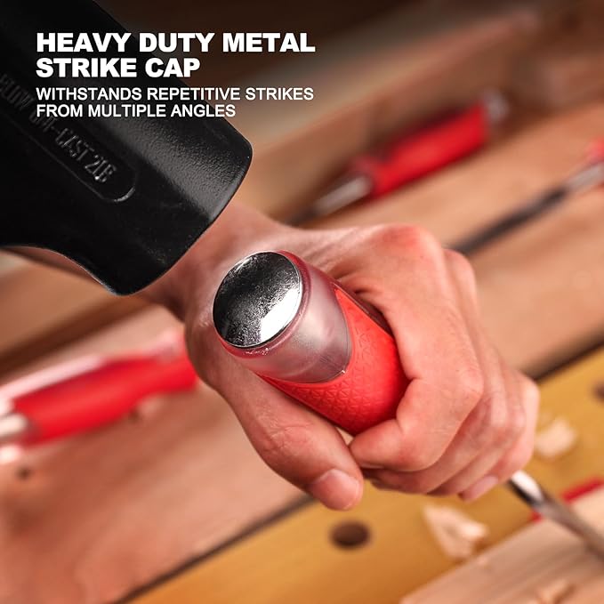 HAUTMEC 3/4" Wood Chisel – High-Impact Drop-Forged CRV Steel, Fully Polished Beveled Edge Blades, Heavy-Duty Strike Cap & Extended Anti-Skid Handle – HT0361