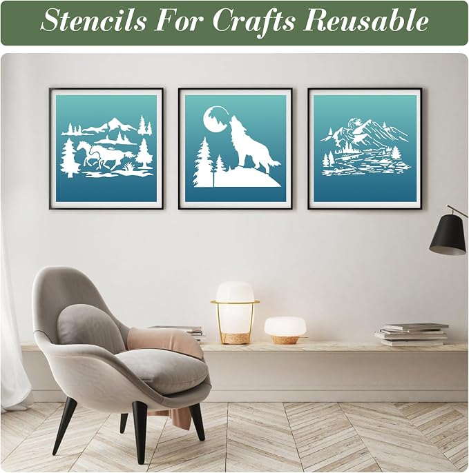 15Pcs Mountains and Animals Stencils - Image 2
