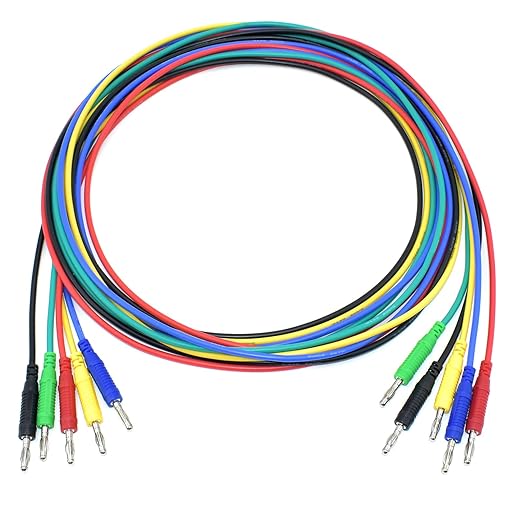 5 Colors 4mm Banana Plug Male to Male Test Leads 14AWG Heavy Duty Jumper Wires Silicone Soft Test Cable for Multimeter Electrical Testing 20A 6Ft